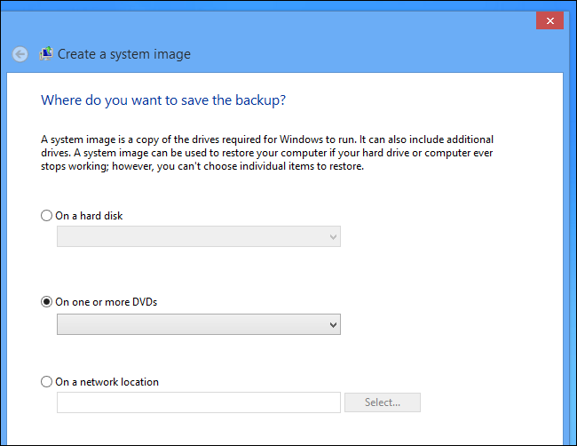 Выбор места сохранения образа системы