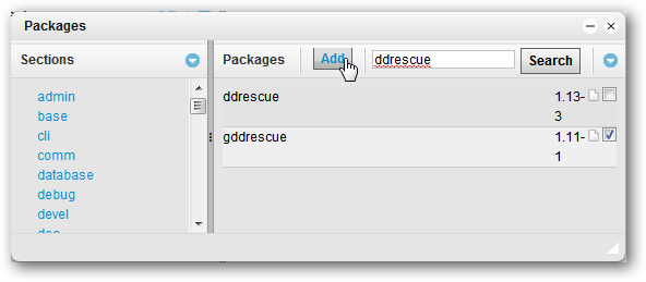 Поиск пакета в репозиториях и выбор для установки