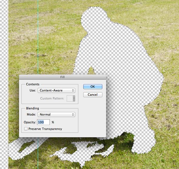 Заполнение фона после удаления объекта с помощью контекстно‑чувствительного заполнения