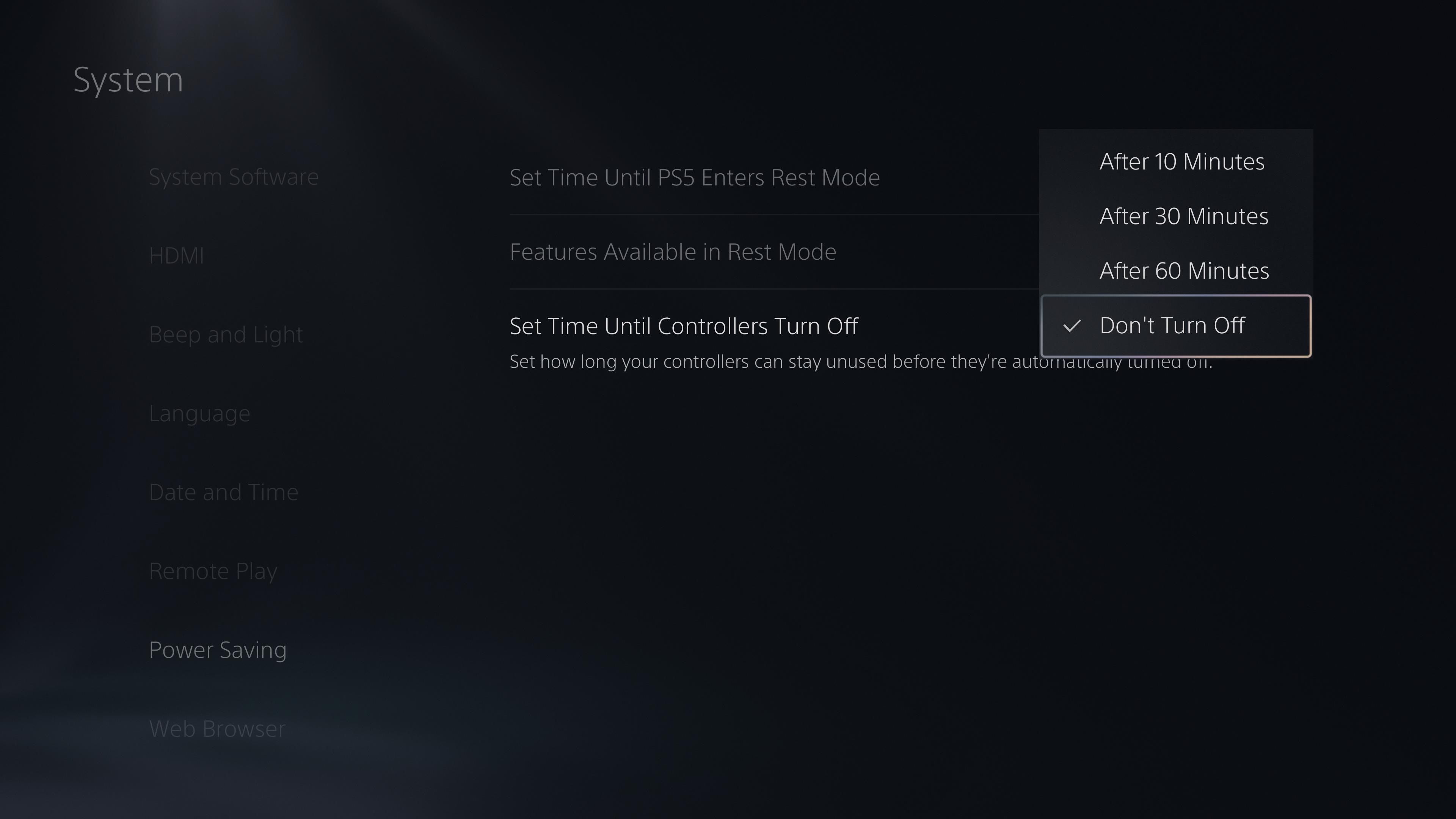 Set how long it takes for your PS5 controller to power off after inactivity.