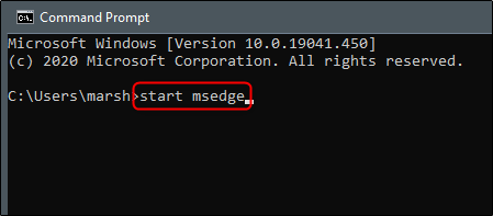 Команда для обычного запуска Edge