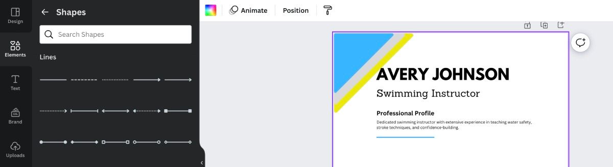 Adding a line graphic to a Canva document