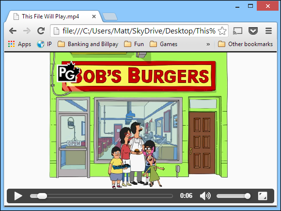 Успешно перекодированное видео проигрывается в браузере на большом экране телевизора