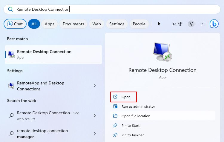 RDC In Windows Search Bar