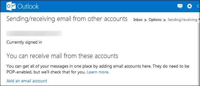 Объединение всех адресов в один почтовый ящик Outlook.com