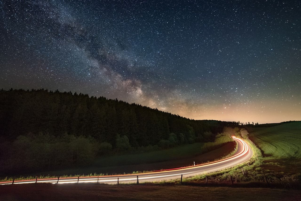 Road overlooking Milky Way