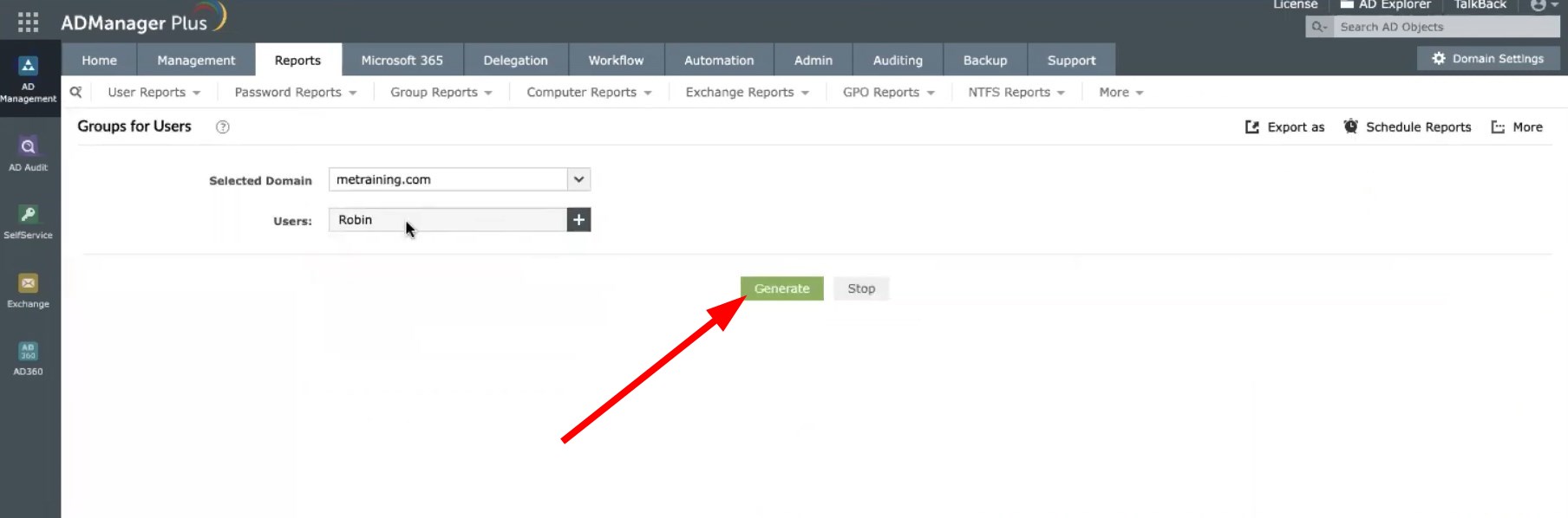 Скриншот: кнопка Generate и опции экспорта