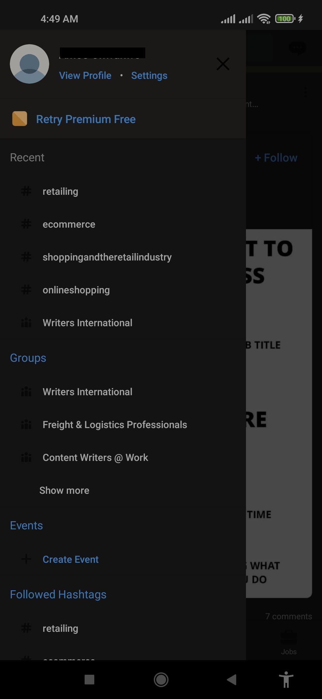 Нажмите на карандаш в мобильном приложении LinkedIn