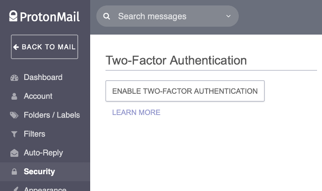 Enable Two-Factor Authentication in ProtonMail