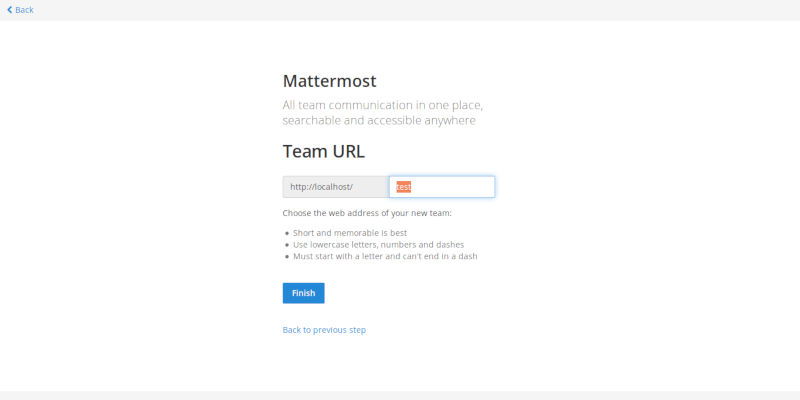 Настройка URL команды Mattermost