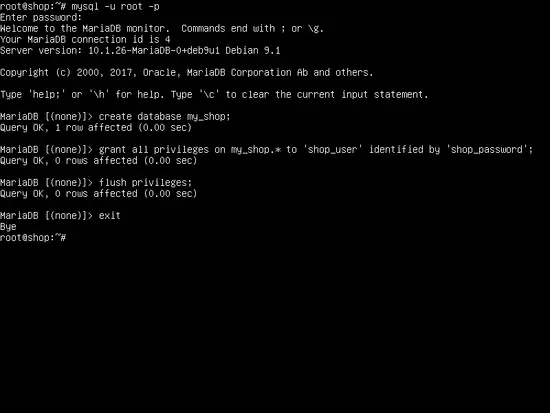 Создание базы данных для PrestaShop