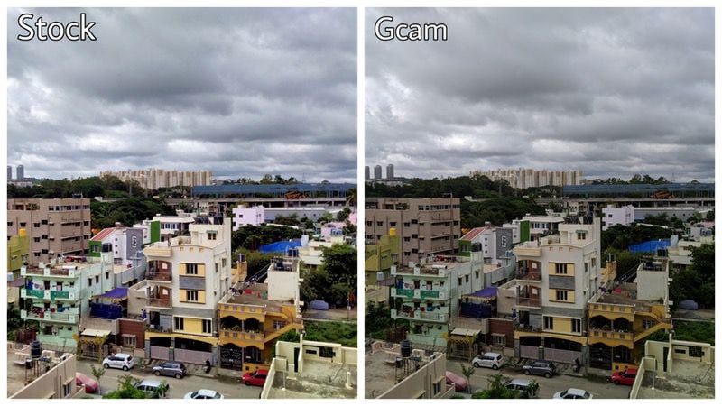Городской пейзаж, пример работы порта GCam на Realme 5
