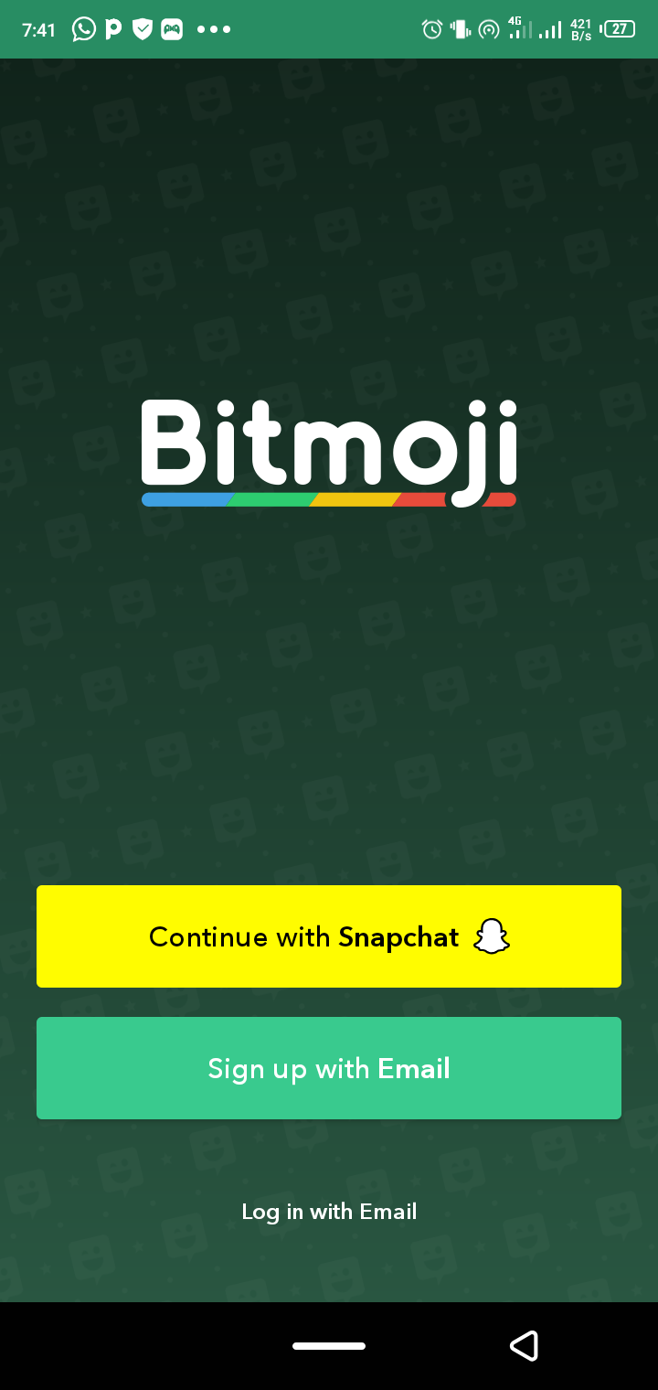 Выбор способа входа в Bitmoji
