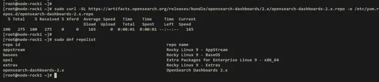 Repositorio de OpenSearch Dashboards añadido
