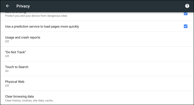 Опции очистки данных в Chrome