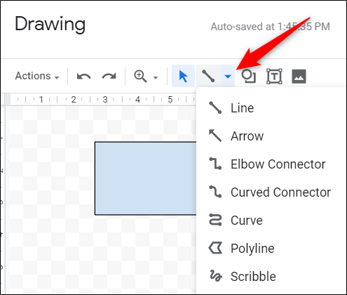 Инструмент «Линия» в окне Рисунок.