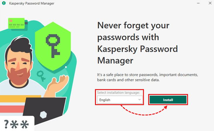 Установка Kaspersky Password Manager — окно установки