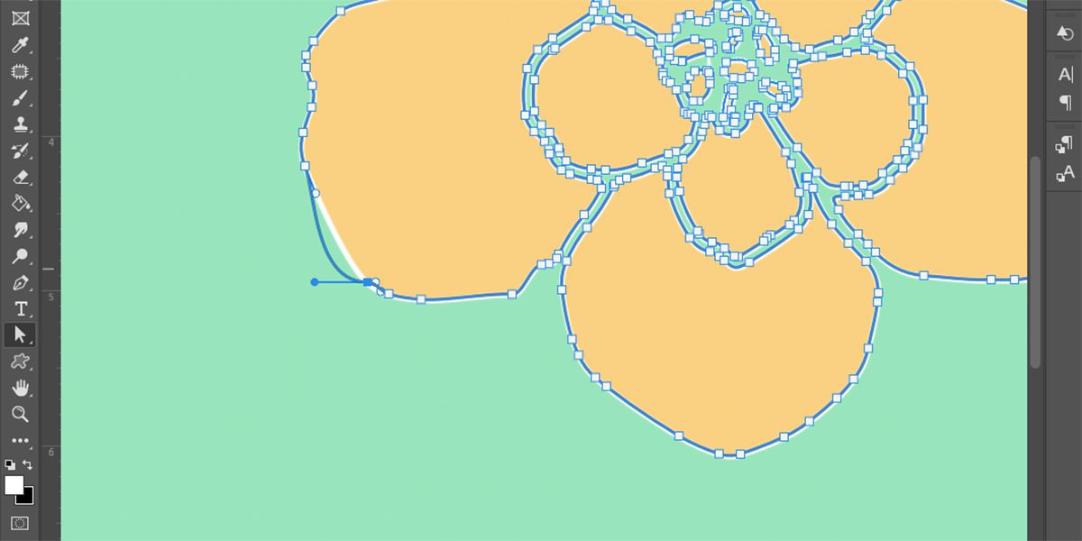 Якорь с управляющими ручками для безье-кривой