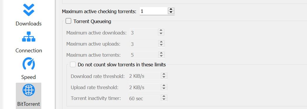 Disable Torrent Queuing in qBittorrent