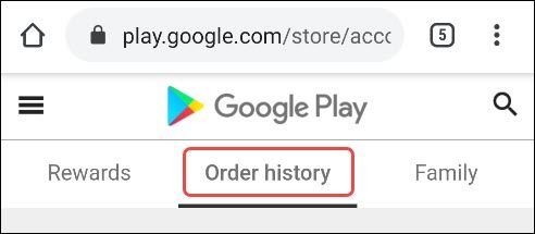 История заказов в Google Play для возврата медиаконтента