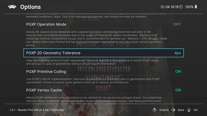 Параметры графики PS1 в опциях Beetle PSX HW
