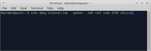 Terminal mostrando ajuste de permisos para su