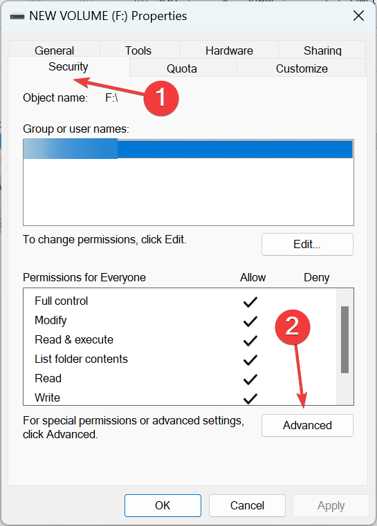 Кнопка Дополнительно в безопасности