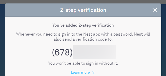 Включить 2FA в аккаунте Nest