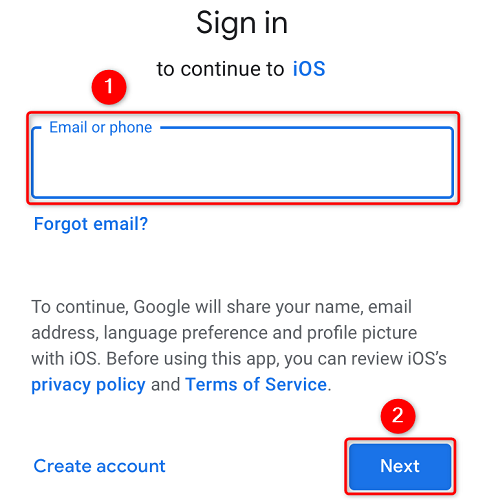 Введите адрес Gmail и нажмите «Next».
