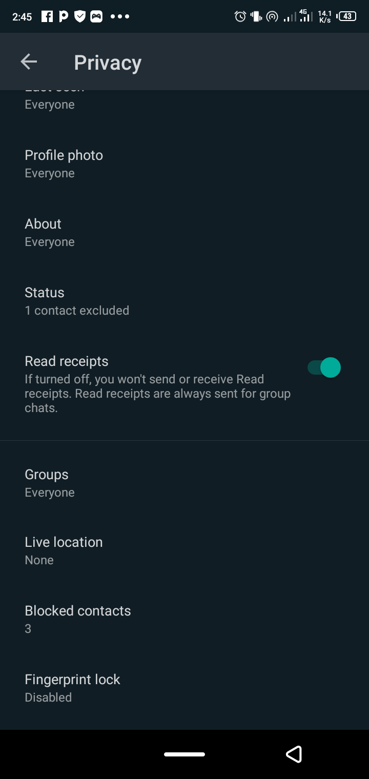 Список заблокированных контактов в настройках