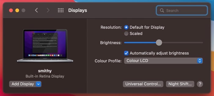linking devices over universal control