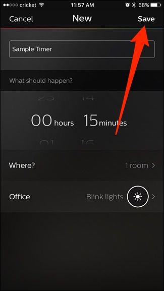 Кнопка Сохранить для сохранения таймера
