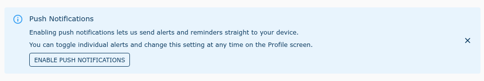 Скриншот баннера с предложением включить push-уведомления