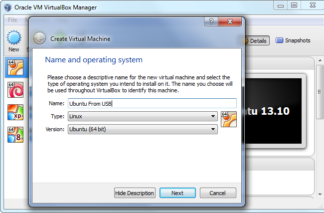 Создать виртуальную машину для загрузки с USB в VirtualBox