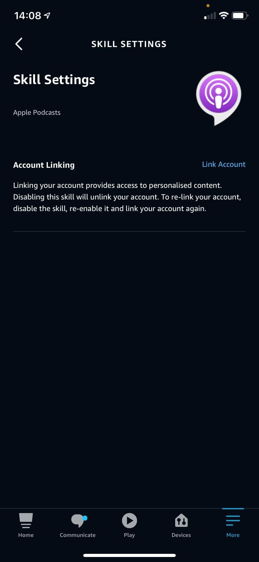 Страница привязки Apple Podcasts