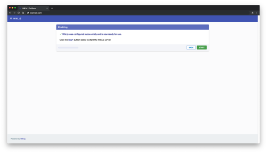 Запуск Wiki.js из мастера установки