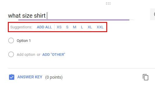 Изображение: список вариантов ответов, добавленных нажатием Enter