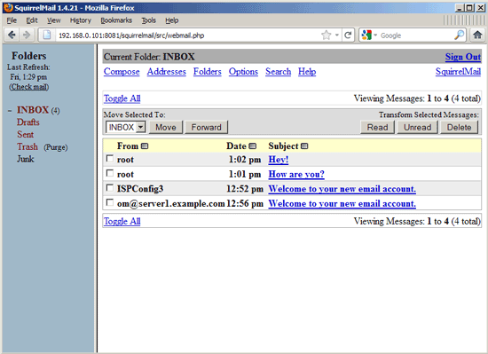 Сообщения на server2.example.com после миграции
