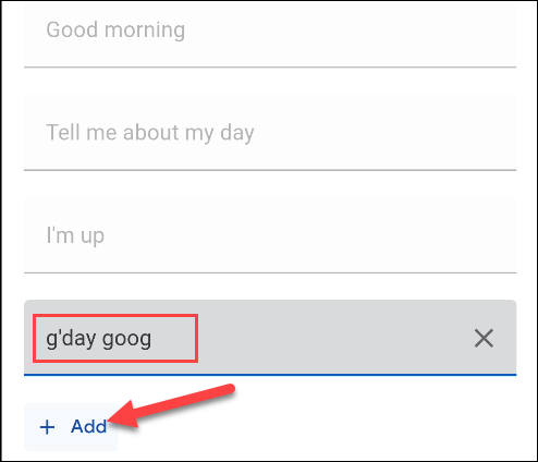ввод пользовательской фразы для утренней рутины