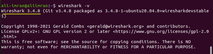 Версия Wireshark 3.4.8