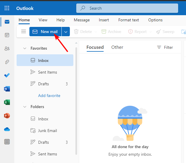 Интерфейс Outlook: кнопка Создать сообщение