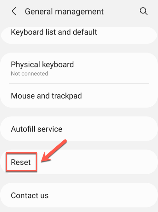 В 'Общем управлении' выберите 'Сброс'.