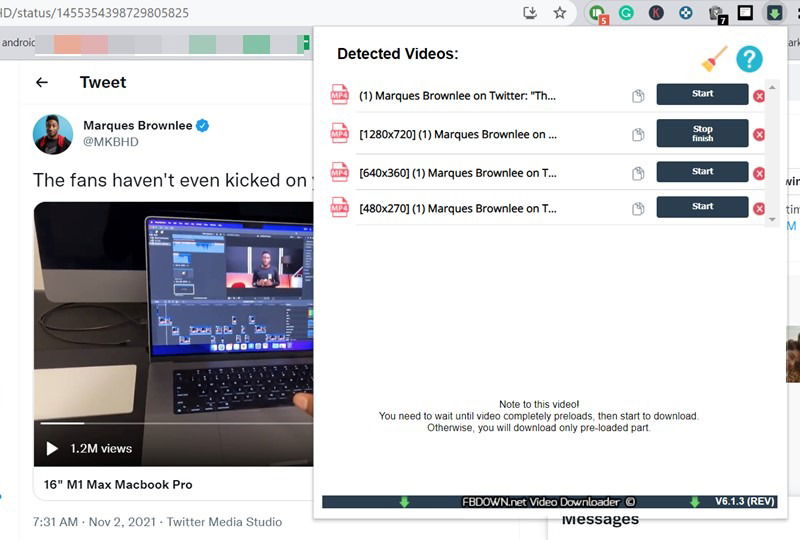 Иконка расширения для скачивания видео в Chrome
