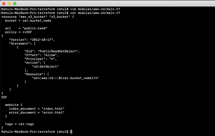 Пример кода модуля Terraform