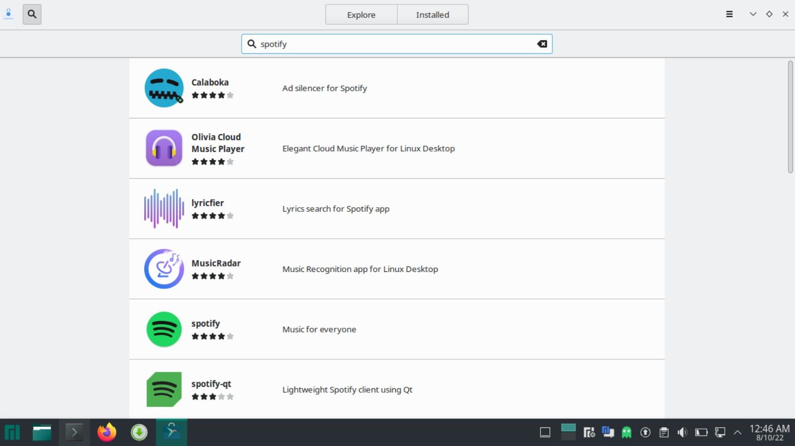 Snap Store: графический интерфейс на Manjaro