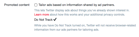 Настройки рекламы и персонализированных объявлений в Twitter