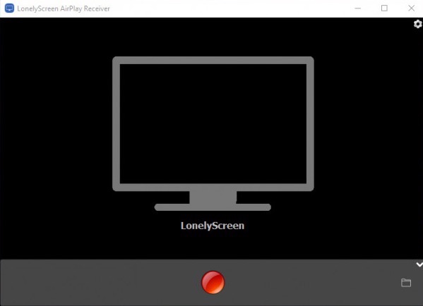 Запущенный LonelyScreen с тёмным экраном и иконкой компьютера