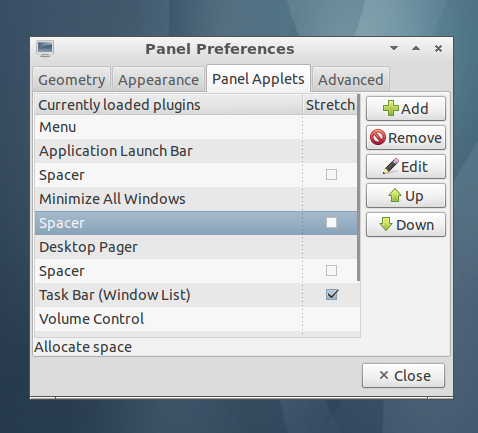 Настройки панели LXDE