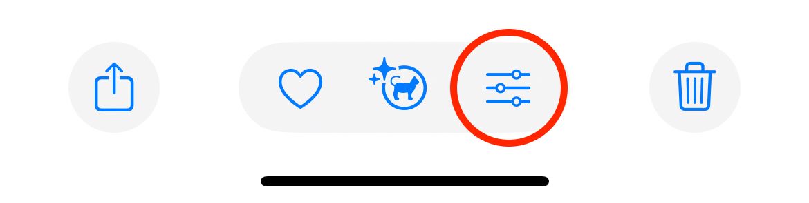 Иконка «Правка» в приложении Фото iOS 18