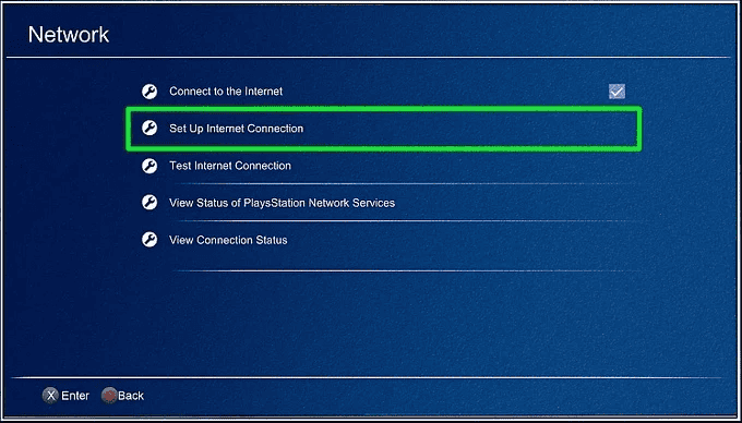 Выбор способа настройки интернет-соединения на PS4